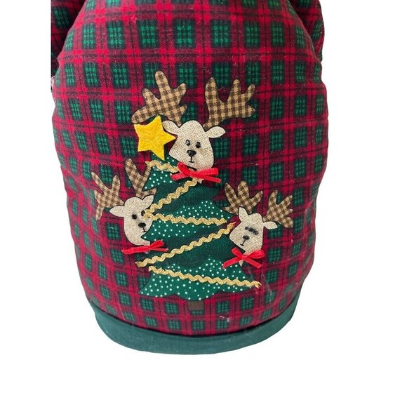 Handcrafted Vtg Christmas Santa Claus 17" Stuffed Fabric Figure Tree Reindeer - Picture 7 of 10